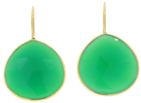 14K Yellow Gold Chalcedony Drop Earrings