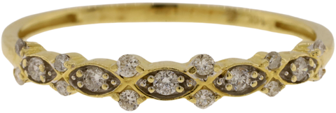 14K Yellow Gold Scattered Diamond Fine Ring