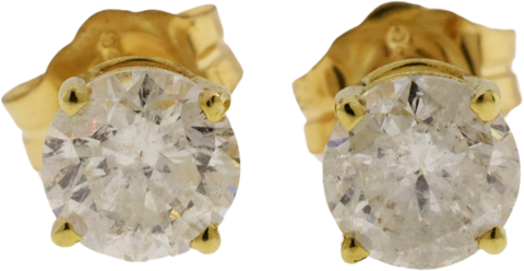 10K Yellow Gold Round Brilliant Cut Diamond Stud Earrings