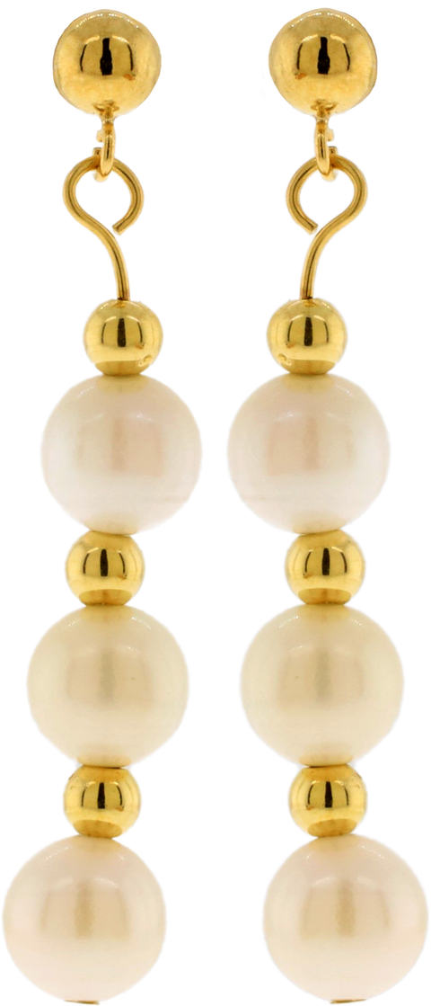 14K Yellow Gold Cultured Akoya Pearl Drop Earrings