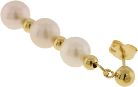 14K Yellow Gold Cultured Akoya Pearl Drop Earrings