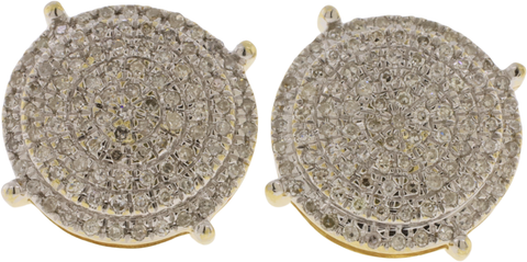 10K Yellow Gold Diamond Pavé Circle Stud Earrings