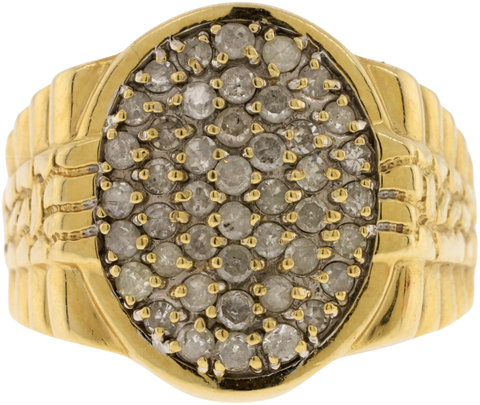 10K Yellow Gold Diamond Pave Ring with Watch Style Shank