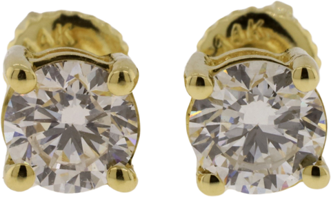 14K Yellow Gold Lab Grown Diamond Stud Earrings With Threaded Posts