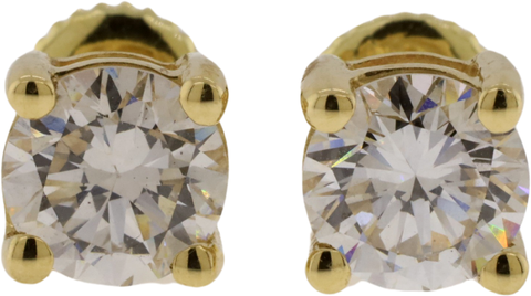 14k Yellow Gold Round Brilliant Cut Lab Grown Diamond Stud Earrings