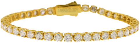 14k Yellow Gold Round Brilliant Cut Lab Grown Diamond Tennis Bracelet