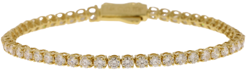 14K Yellow Gold Lab-grown Diamond Tennis Bracelet Classic Four-prong Setting 7"