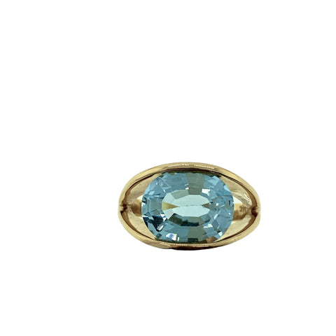 Blue Topaz Lady’s Stone Ring 14K Yellow Gold 7g