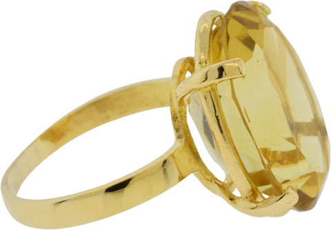 Citrine Lady's Stone Ring 14K Yellow Gold Size 9 - 6.9g Jagi Certified