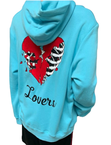 Amiri Blue Embroidered Lovers Hoodie Size XL