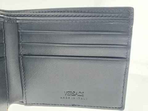 Versace Tiger Print Leather Card Case In Khaki Blu Black Versace Gold