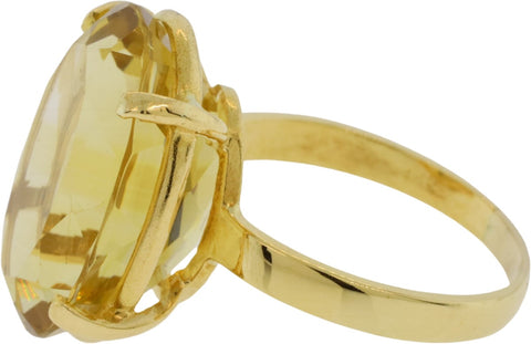 Citrine Lady's Stone Ring 14K Yellow Gold Size 9 - 6.9g Jagi Certified