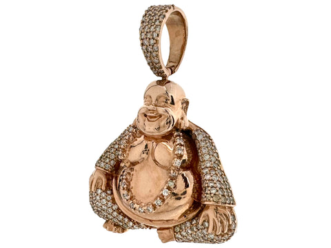 14K Rose Gold Diamond Pave Buddha Pendant