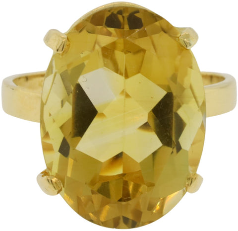 Citrine Lady's Stone Ring 14K Yellow Gold Size 9 - 6.9g Jagi Certified