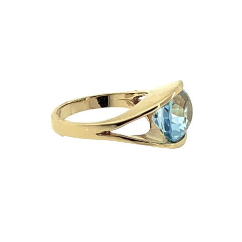 Blue Topaz Lady’s Stone Ring 14K Yellow Gold 7g