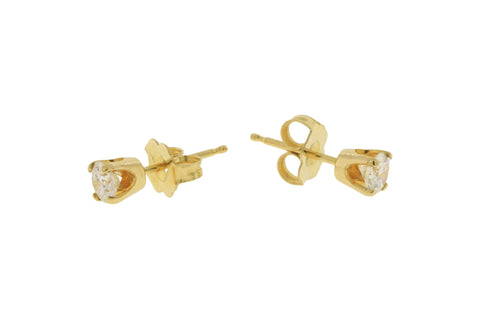 14K Yellow Gold-Diamond Earrings - 2 Diamonds, 0.45 Carat T.W.