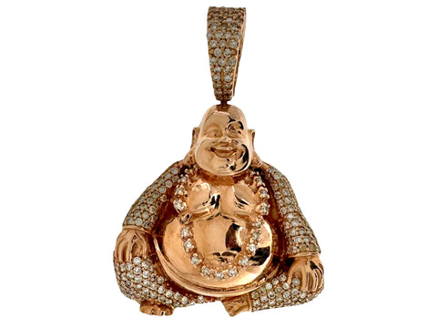 14K Rose Gold Diamond Pave Buddha Pendant