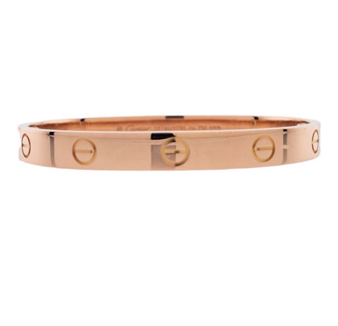 18KT Rose Gold Authentic Cartier Love Bangle Bracelet Size 17