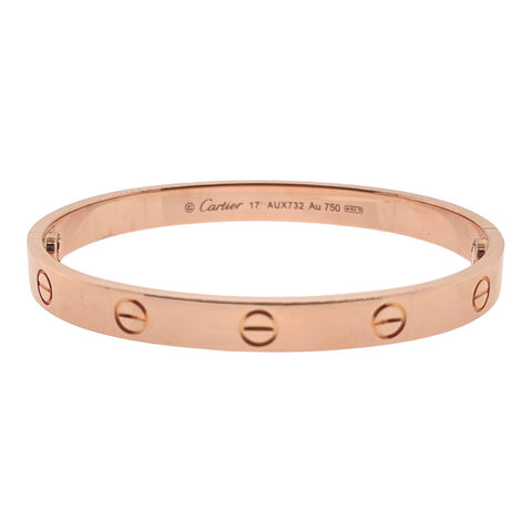 18KT Rose Gold Authentic Cartier Love Bangle Bracelet