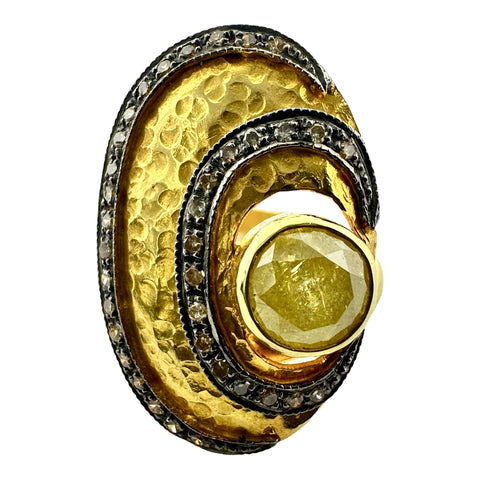 Avant Garde Style 22KT Yellow Gold 1.39 cttw. Diamond Fashion Ring