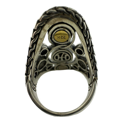 Authentic John Hardy Palu Bulan Saddle Ring - 925 Silver & 22KT Yellow Gold