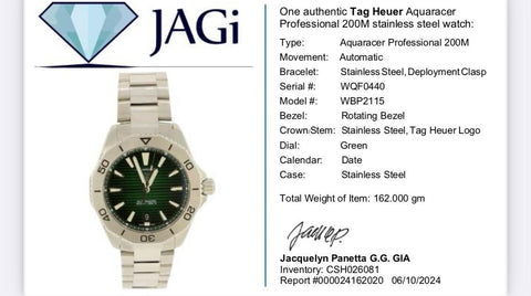 Tag Heuer Aquaracer Professional 200M 40mm Men's Watch - Green Dial