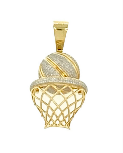 10K Yellow Gold 5.4g 366 Diamonds .66 Carat T.W. Basketball Pendant