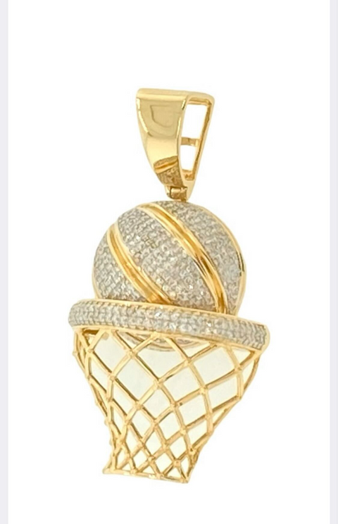 10K Yellow Gold 5.4g 366 Diamonds .66 Carat T.W. Basketball Pendant