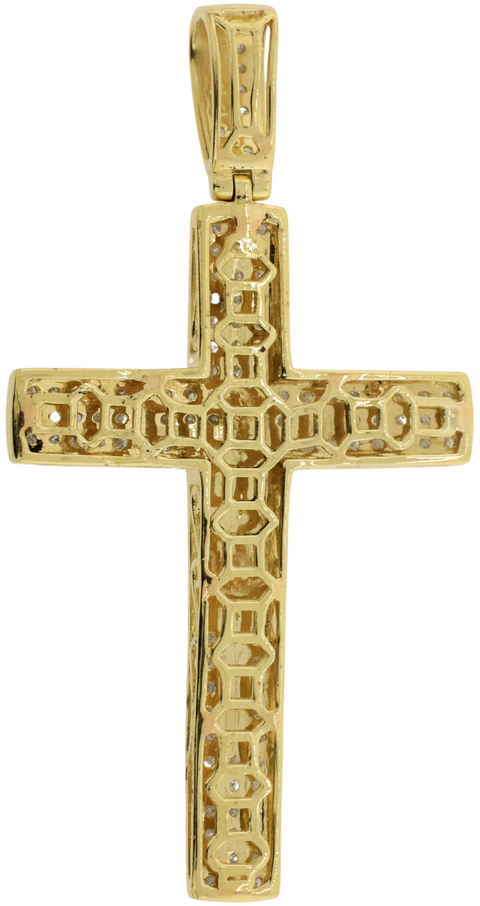 10K Yellow Gold Diamond Pave Crucifix Pendant