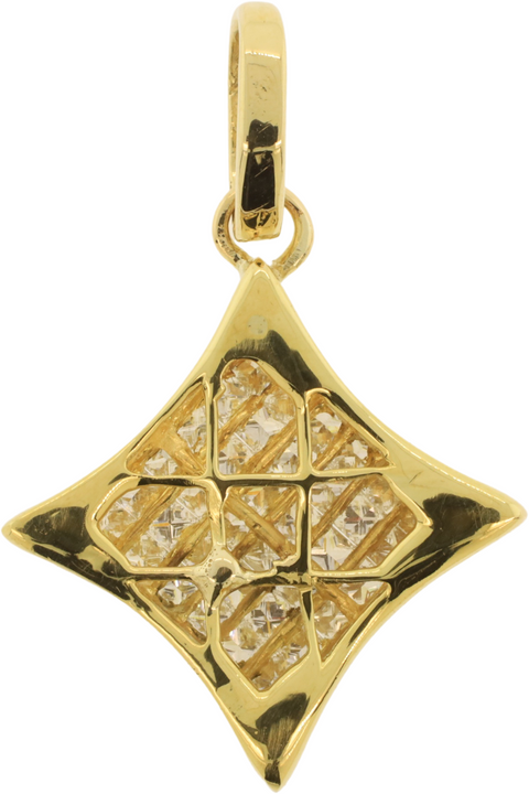 18KT Yellow Gold Invisible Set Princess Cut Diamond Pendant