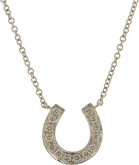 18K White Gold Diamond Horseshoe Necklace