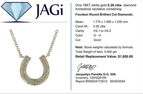 18K White Gold Diamond Horseshoe Necklace