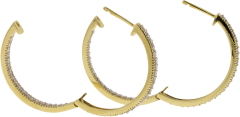 10K Yellow Gold Diamond Inside-out Hinged Hoop Earrings