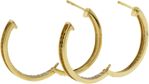 10K Yellow Gold Diamond Inside-out Hinged Hoop Earrings