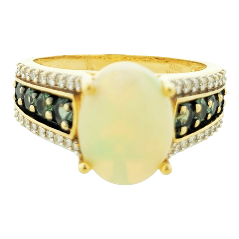 Opal Lady's Stone & Diamond Ring 36 Diamonds .170 Carat T.W. 14K Yellow Gold