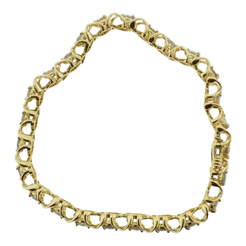 Gold-Diamond Bracelet 25 Diamonds 2.68 Carat T.W. 14K Yellow Gold 15.5g