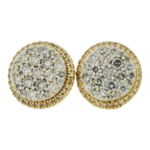 Gold-Diamond Earrings 112 Diamonds 10.15 Carat T.W. 10K Yellow Gold 2.9g Jagi. Cert.