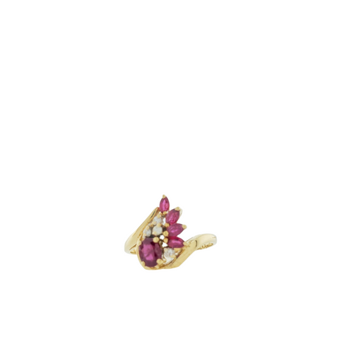 14K Yellow Gold Diamond & Ruby .80Cttw 3.20 Gr Size 7