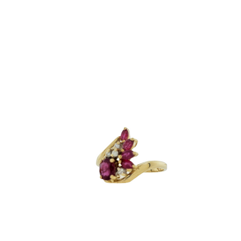 14K Yellow Gold Diamond & Ruby .80Cttw 3.20 Gr Size 7