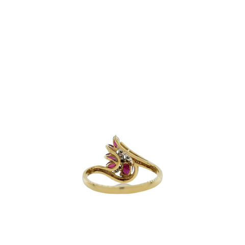 14K Yellow Gold Diamond & Ruby .80Cttw 3.20 Gr Size 7