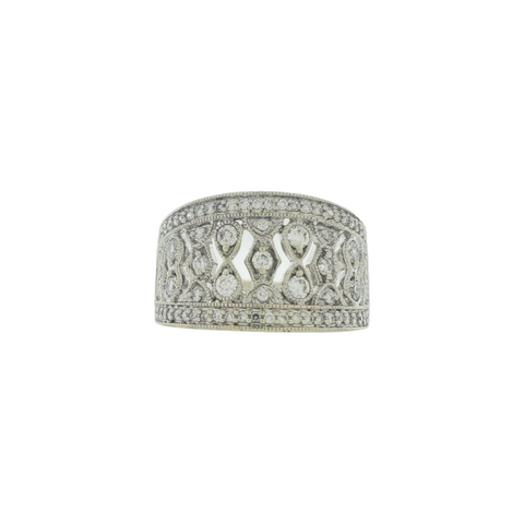 14KT White Gold  Ornate Diamond Ring