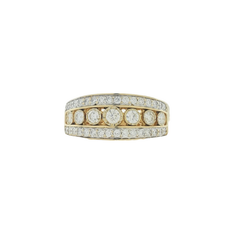 14Kt Yellow Gold Multi-row Diamond Ring