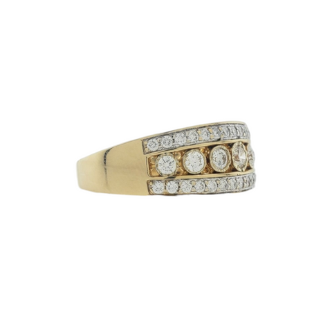 14Kt Yellow Gold Multi-row Diamond Ring