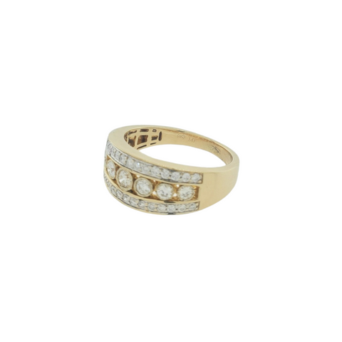 14Kt Yellow Gold Multi-row Diamond Ring