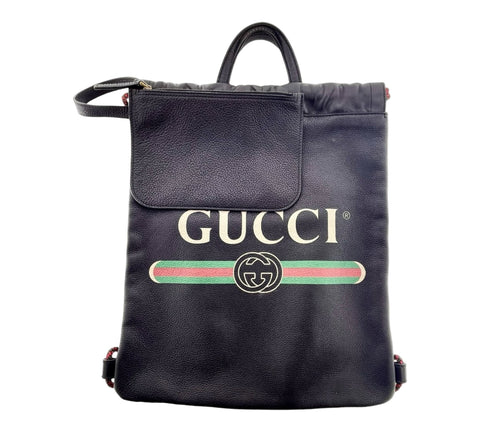 GUCCI Leather Drawstring Backpack