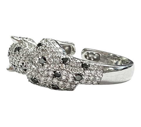 EFFY 14KT White Gold Diamond Panther Wrap Style Ring Size 7.5