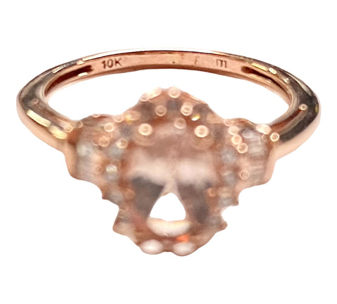 10K Rose Gold Morganite & Diamond Lady's Gold Ring Size: 5.5