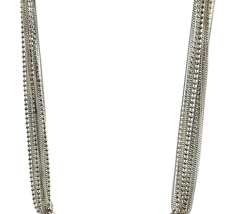 Silver Multi Strand Necklace 24" 925 Silver 61.6g