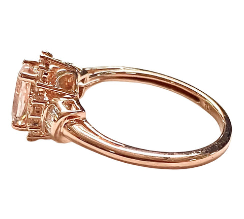 10K Rose Gold Morganite & Diamond Lady's Gold Ring Size: 5.5