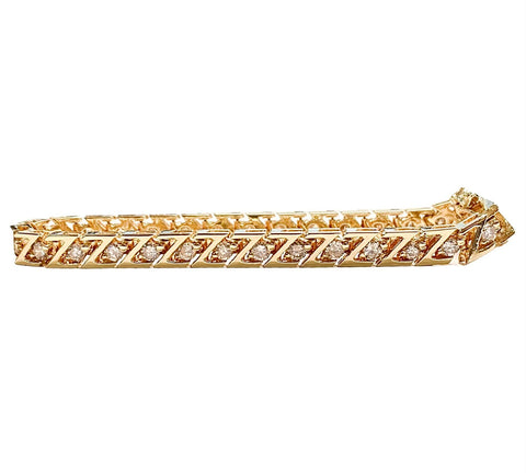 14K Yellow Gold 23.1g 3.75 Carat T.W. 31 Diamond Z Link Bracelet Size 7in Wrist